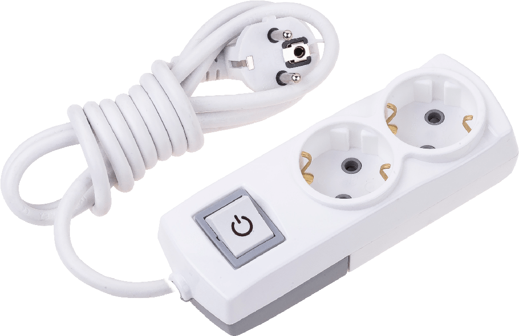 [2011-1U] 2 Gang Ups Earthed Anahtarli 1 M Cable Group Socket