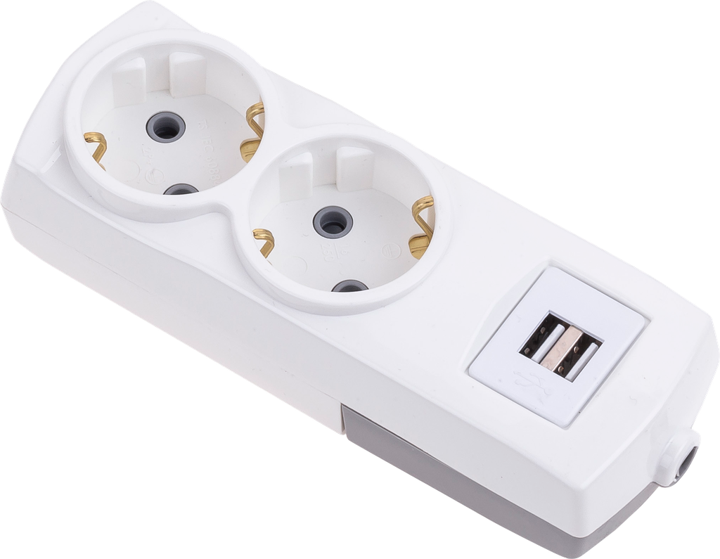 [2000USB] 2'Lİ TOPRAKLI USB Lİ KLEMENSLİ GRUP PRİZ