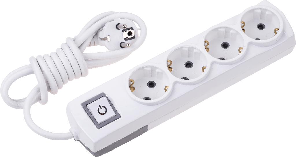 [4011-5] 4 GANG EARTHED GROUP SOCKET + 5M CABLE + SWITCH