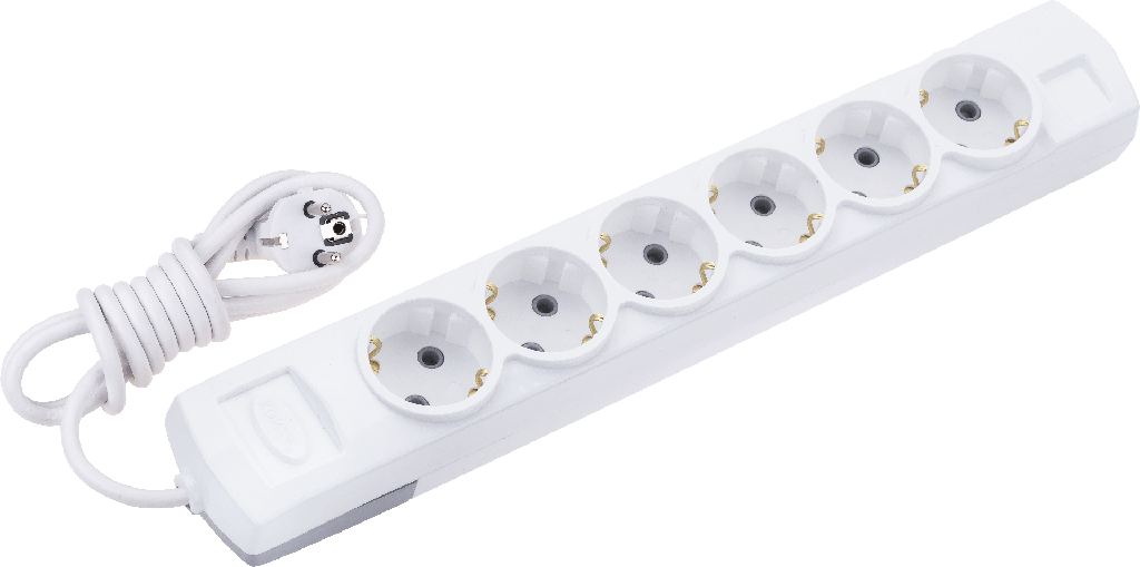 [6000-1] 6 GANG EARTHED GROUP SOCKET + 1M CABLE