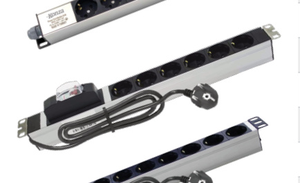 [KON 04-6012] 19” 1U 6’Li Sigortali Group Socket 1,65Mt 3X1