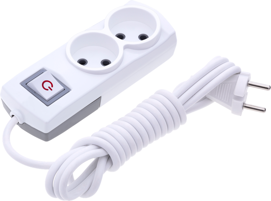 [2111-15] 2 Gang Switched 1,5m Cable Group Socket