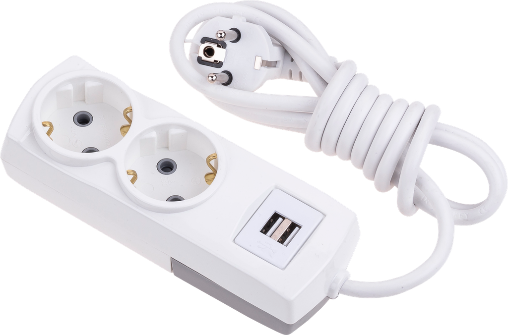 2'Lİ TOPRAKLI USB'Lİ 2 MT KABLOLU GRUP PRİZ