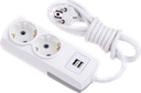 2 с заземлением групповая розетка + 2m кабель + USB