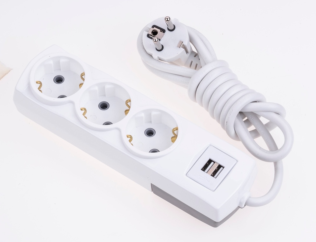 3'LÜ TOPRAKLI USB'Lİ 3 MT KABLOLU GRUP PRİZ