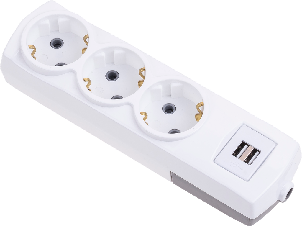 3'LÜ USB TOPRAKLI KLEMENSLİ GRUP PRİZ