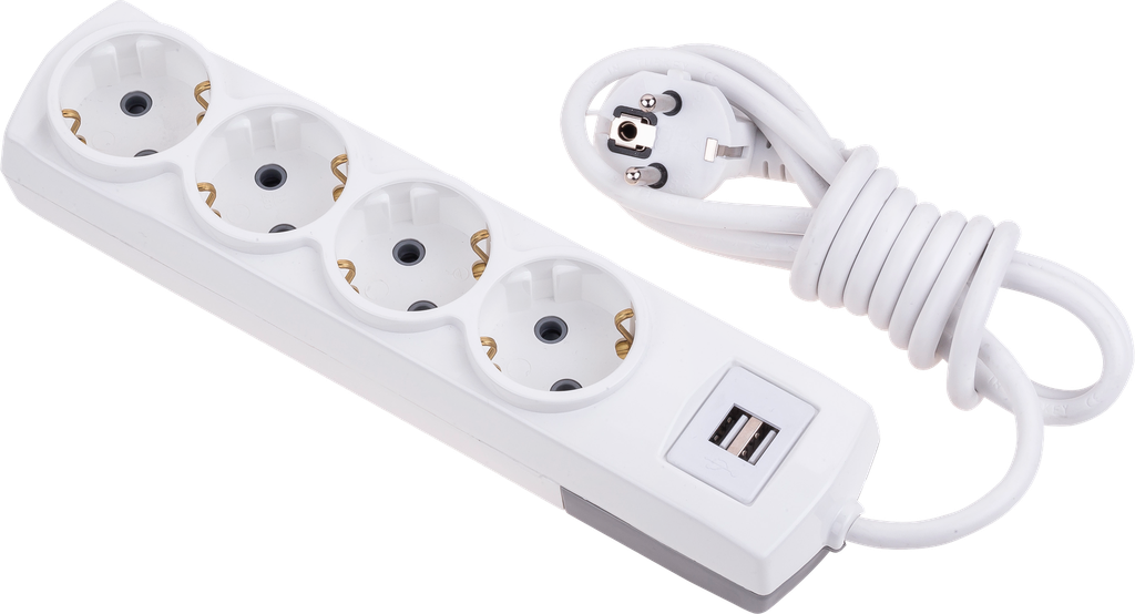 4'LÜ TOPRAKLI USB'Lİ 2 MT KABLOLU GRUP PRİZ