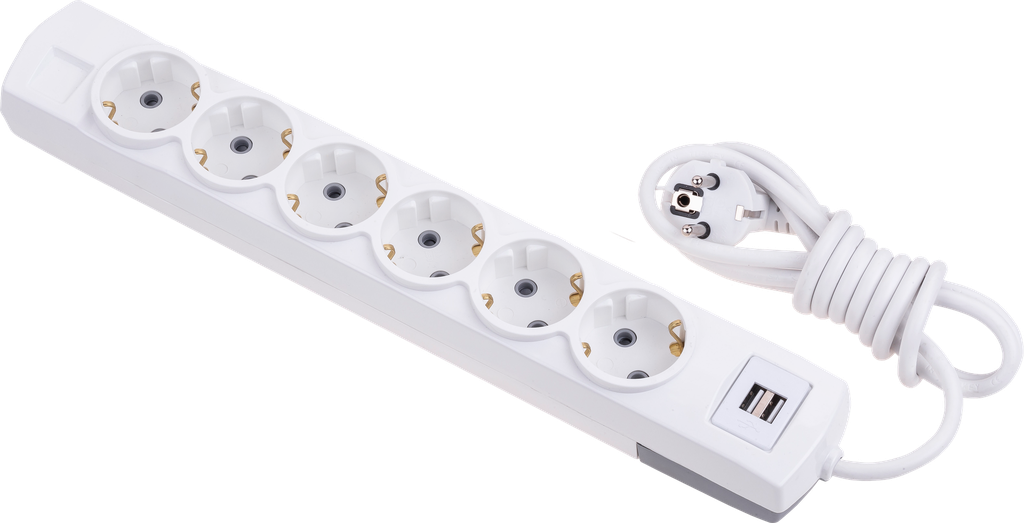 6'LI TOPRAKLI USB'Lİ 1 MT KABLOLU GRUP PRİZ
