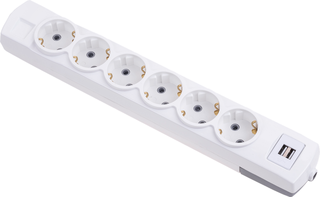 6'LI TOPRAKLI USB'Lİ KLEMENSLİ GRUP PRİZ