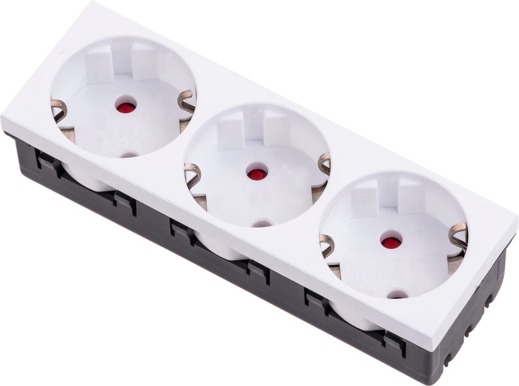 [KON 07 1303] 45 X 45 Triple Mains Socket (450 Angled)